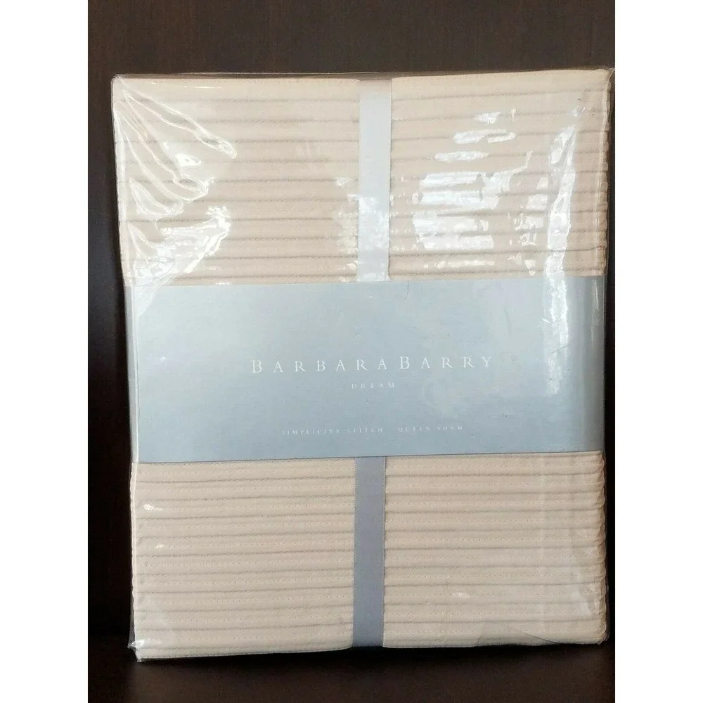 New Barbara Barry Dream Simplicity Stitch Silver birch Beige Pleated Pillow Sham